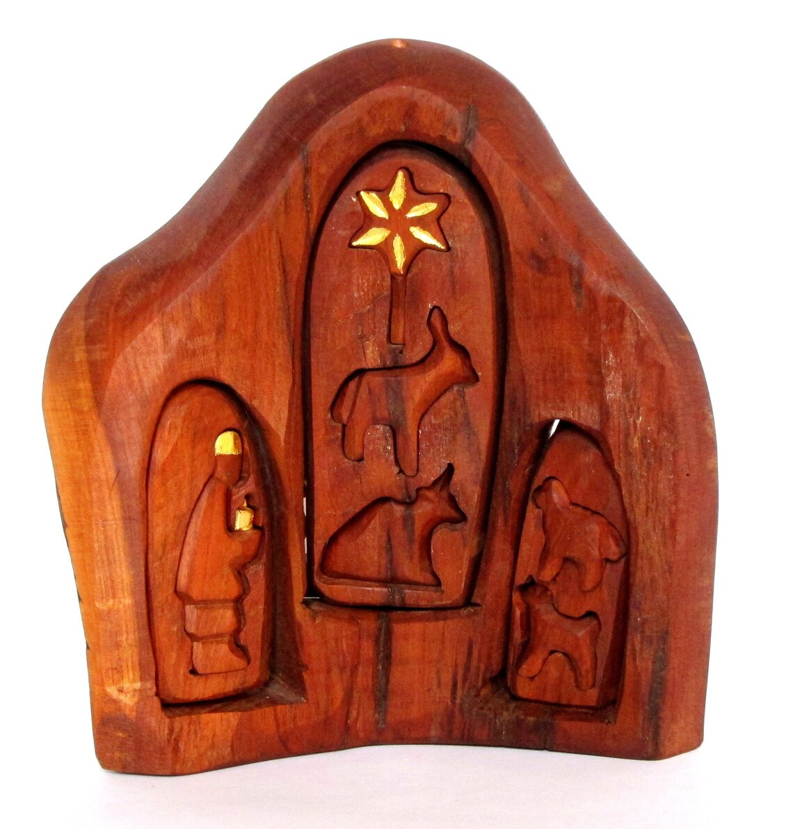 Gold-plated  Nativity Set Wooden Nativity Scene Christmas image 0
