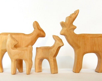 Deer Family, Herd of Deer, Wooden animals, Waldorf Toys