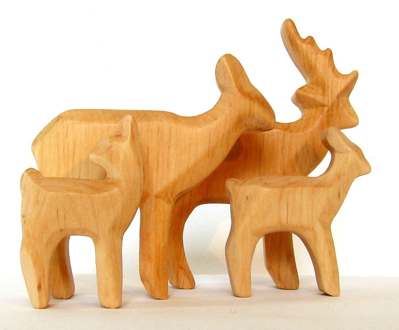 Deer Family, Herd of Deer, Wooden animals, Waldorf Toys image 3