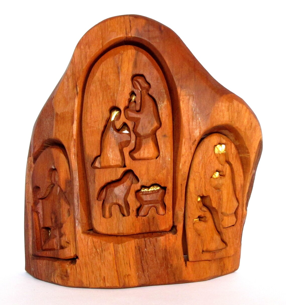 Gold-plated  Nativity Set Wooden Nativity Scene Christmas image 1