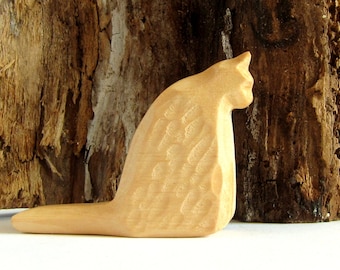 Primitive Art, Wood Art, Wooden Sculpture, Woodcarving, Carved Animals, Carved Cat, Wooden Cat