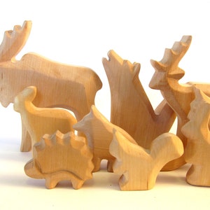 Animals of the woods, Wooden Waldorf toys, Ecological, Wooden Animals, Nature Kids, Carved Animals, Eco friendly, Animals Carved from Wood image 4