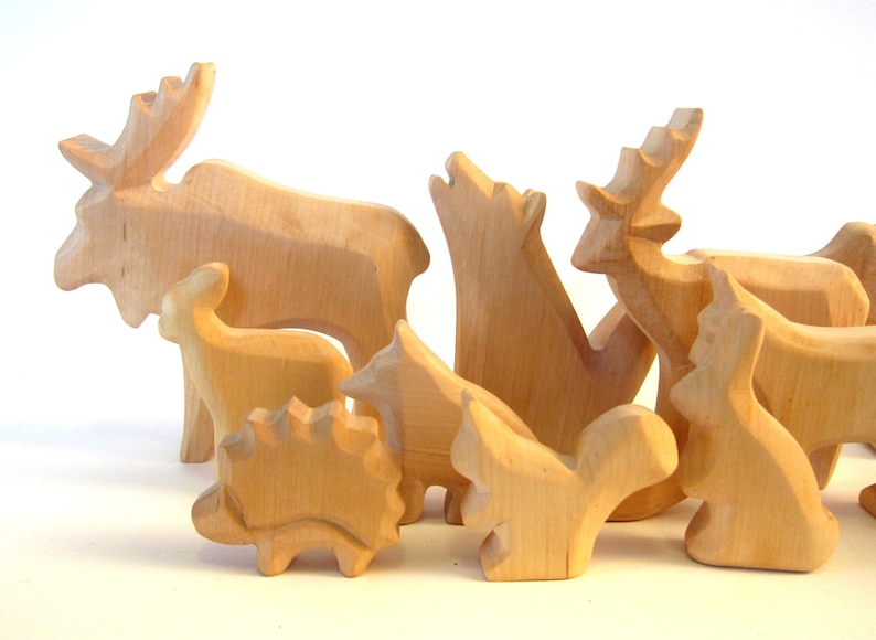 Animals of the woods, Wooden Waldorf toys, Ecological, Wooden Animals, Nature Kids, Carved Animals, Eco friendly, Animals Carved from Wood image 4