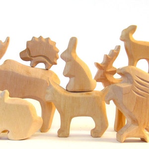 Animals of the woods, Wooden Waldorf toys, Ecological, Wooden Animals, Nature Kids, Carved Animals, Eco friendly, Animals Carved from Wood image 1