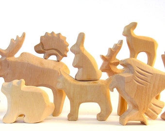 Animals of the woods, Wooden Waldorf toys, Ecological, Wooden Animals, Nature Kids, Carved Animals, Eco friendly, Animals Carved from Wood