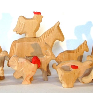 Animals of the farm, wooden animals, Waldorf toys image 2