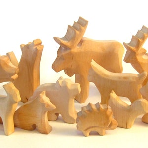 Animals of the woods, Wooden Waldorf toys, Ecological, Wooden Animals, Nature Kids, Carved Animals, Eco friendly, Animals Carved from Wood image 3