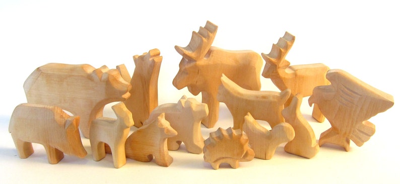 Animals of the woods, Wooden Waldorf toys, Ecological, Wooden Animals, Nature Kids, Carved Animals, Eco friendly, Animals Carved from Wood image 3
