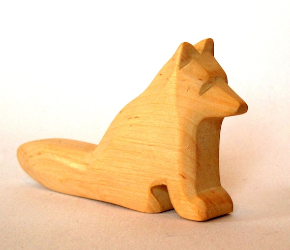 Hand Carved Wooden Fox Toy