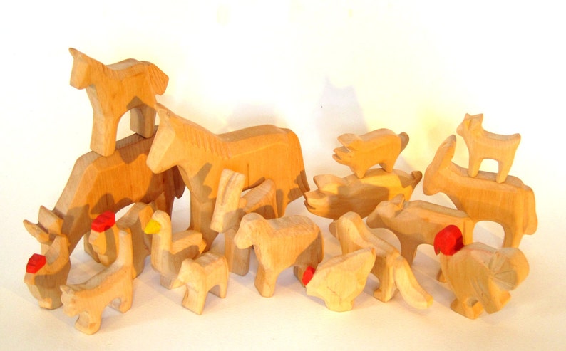 Animals of the farm, wooden animals, Waldorf toys image 4