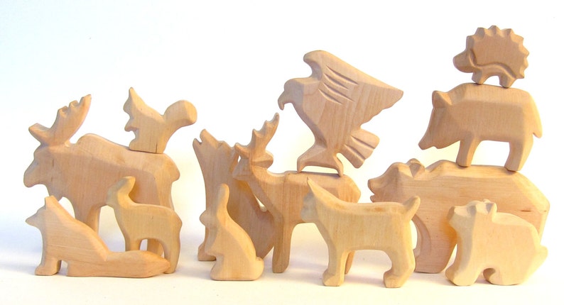 Animals of the woods, Wooden Waldorf toys, Ecological, Wooden Animals, Nature Kids, Carved Animals, Eco friendly, Animals Carved from Wood image 5