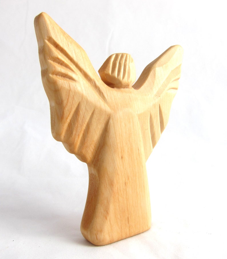 Angel of Light, Archangel Michael, Wooden Angel, Angel of Courage, Autumn and of Fire, Carved Angel, Religious Art image 2