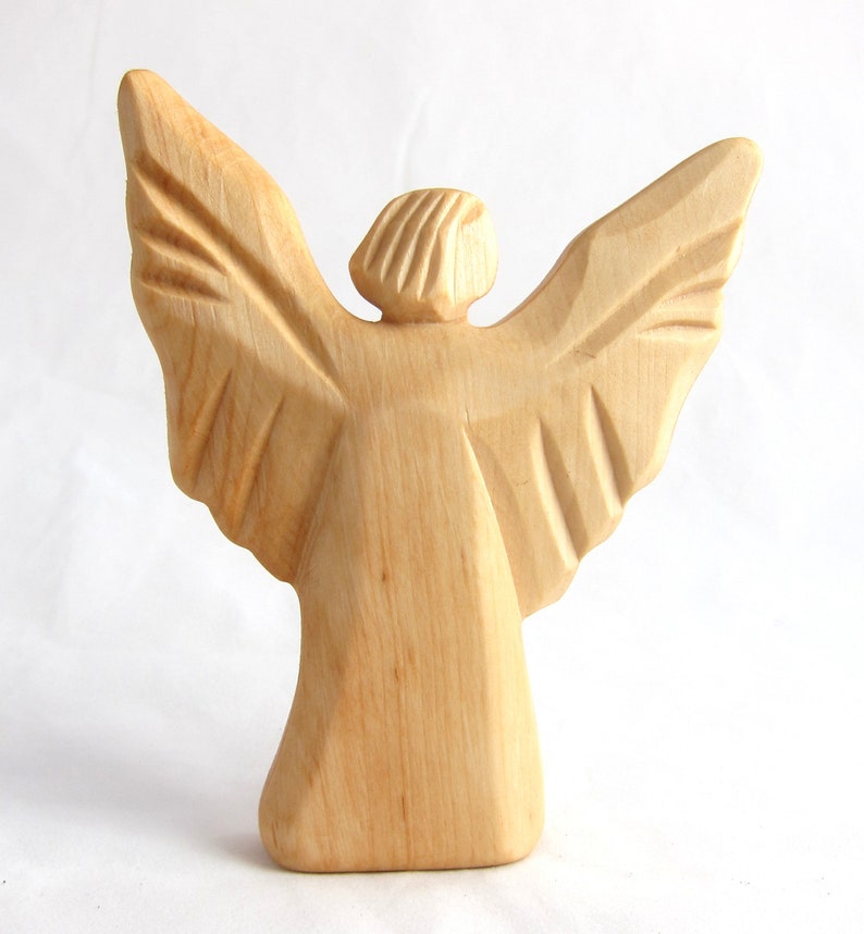 Angel of Light, Archangel Michael, Wooden Angel, Angel of Courage, Autumn and of Fire, Carved Angel, Religious Art image 1