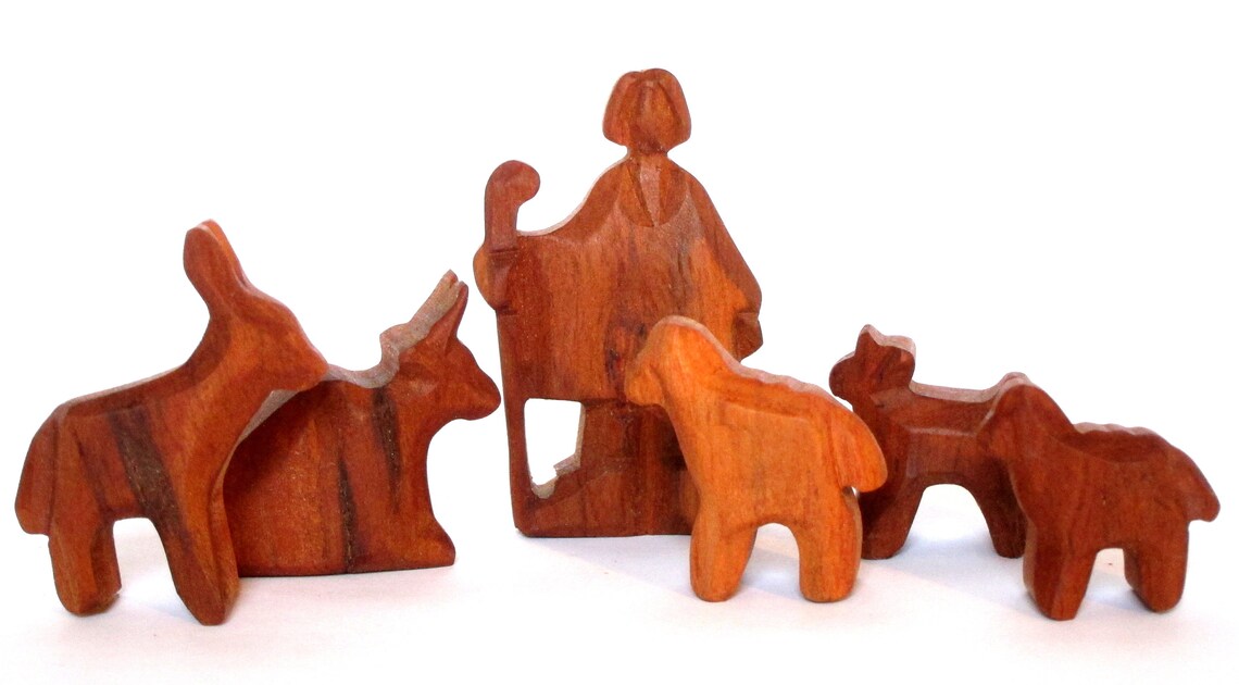 Gold-plated  Nativity Set Wooden Nativity Scene Christmas image 4