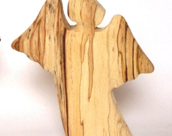 Angel Statue Carved from Marbled Beech Wood