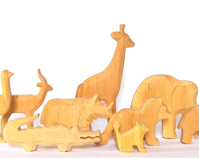 Animals of Africa, Wooden Animals, Carved Animals to Educate Love and