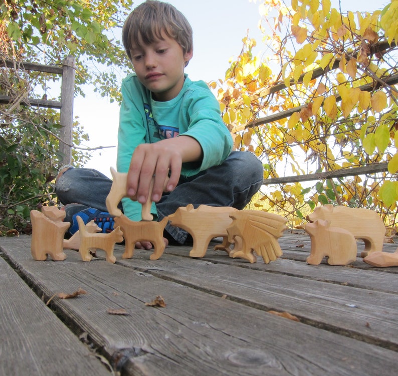 Animals of the woods, Wooden Waldorf toys, Ecological, Wooden Animals, Nature Kids, Carved Animals, Eco friendly, Animals Carved from Wood image 9