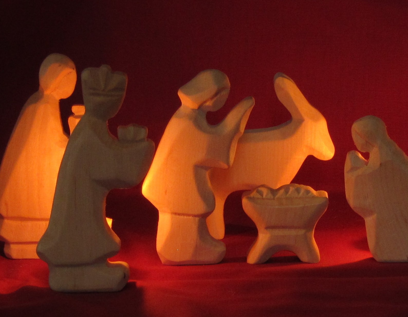 Carved Nativity Figurines Wooden Crib Nativity Set Etsy