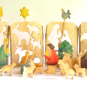 Wooden Nativity, Wooden Creche, Carved Nativity Set, Manger, Christmas Crib