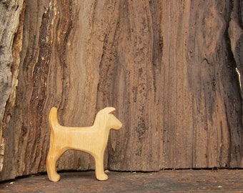 Terrier, Chien en bois, Fox Terrier, Animaux en bois sculptés à la main,