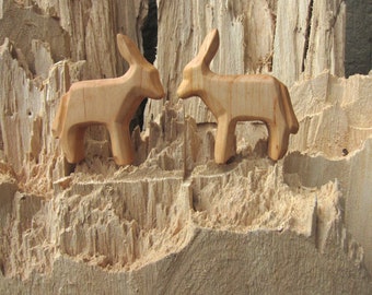 Animal tallado, burro de madera, juguete para niños pequeños Waldorf, juguete ecológico