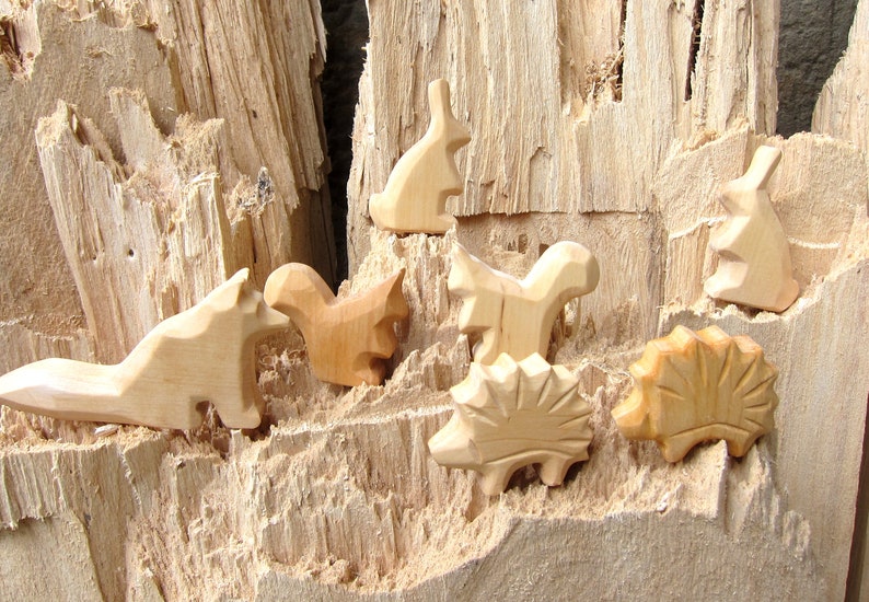 Animals of the woods, Wooden Waldorf toys, Ecological, Wooden Animals, Nature Kids, Carved Animals, Eco friendly, Animals Carved from Wood image 7