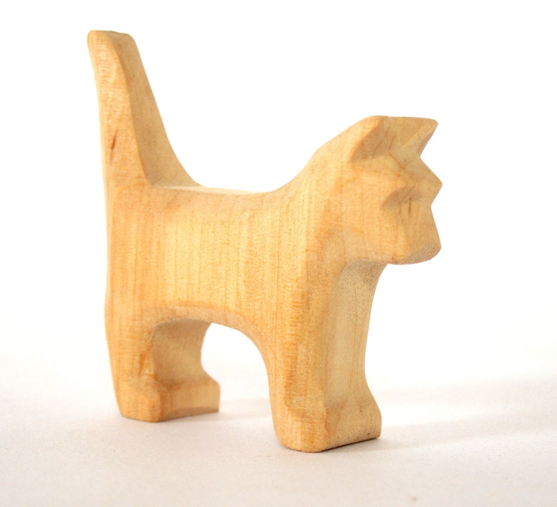 Wooden Toy Little Wooden Cat Natural Wooden Animals Etsy