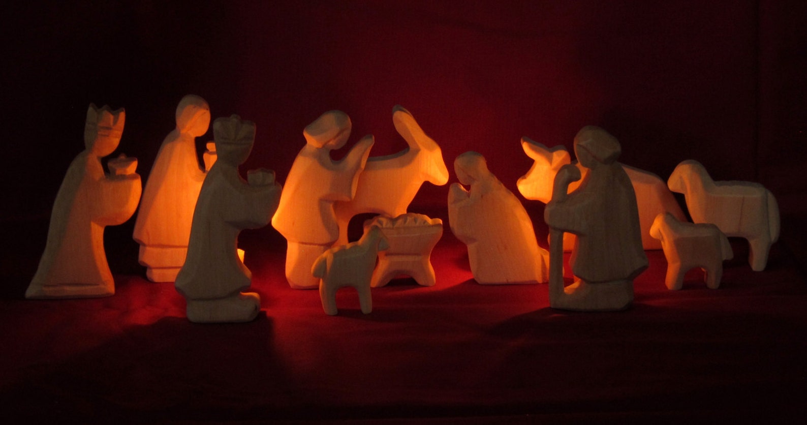 Carved Nativity Figurines Wooden Crib Nativity Set Etsy