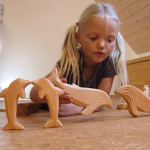 Whale, Sea Animals, Woodcarving, Wooden Animals for Waldorf Education