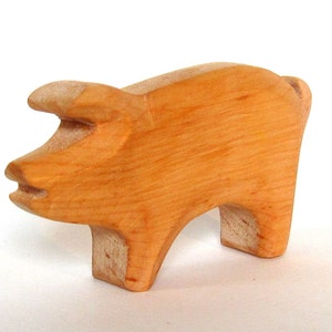 Wooden Pig, Waldorf Toy, Carved Animals, Wooden Animals, Natural Toy, Woodcarving, Farm Animals
