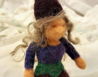 Needle felted Eggplant Gnome doll Waldorf woman spring summer fall garden harvest