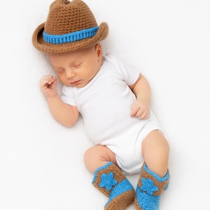 Crochet Cowboy Hat and Booties Pattern, Infant Photo Prop (Digital Download)