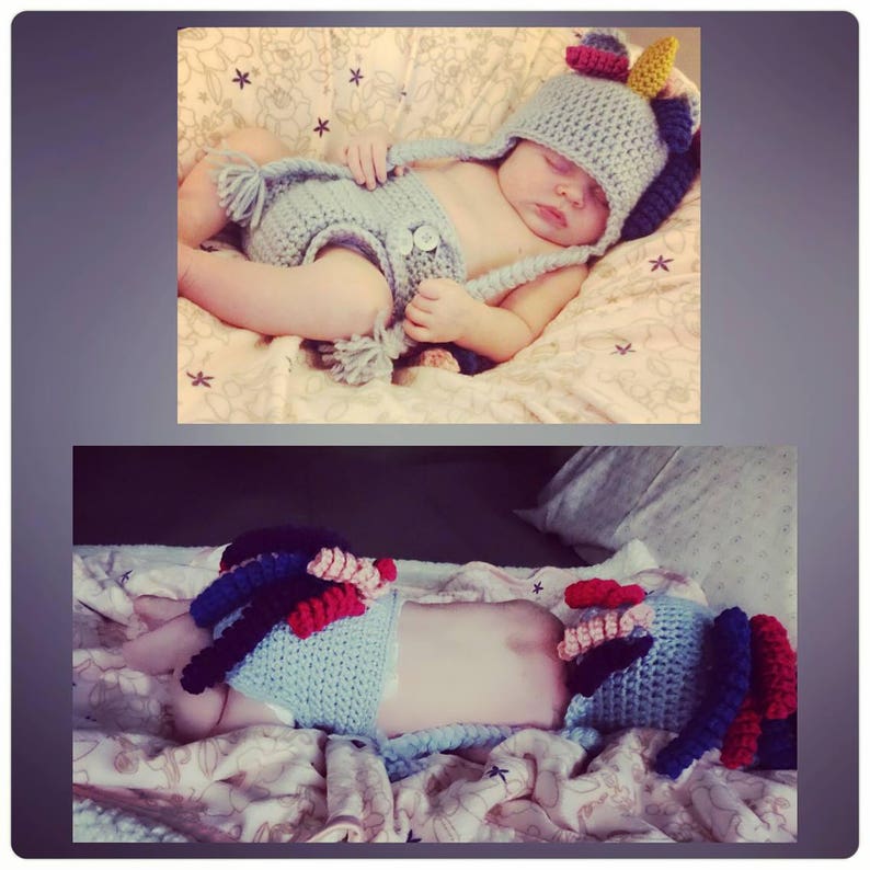 PATTERN infant photo prop costume Rainbow Unicorn hat and diaper cover Crochet pattern only image 2