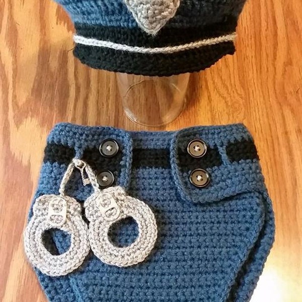 Crochet Pattern baby police officer. crochet photo prop, baby photo prop, for infant photos, PDF download, instant download