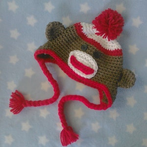 Sock Monkey Infant Hat PDF crochet pattern In english fits babies 0-3 months great photo prop