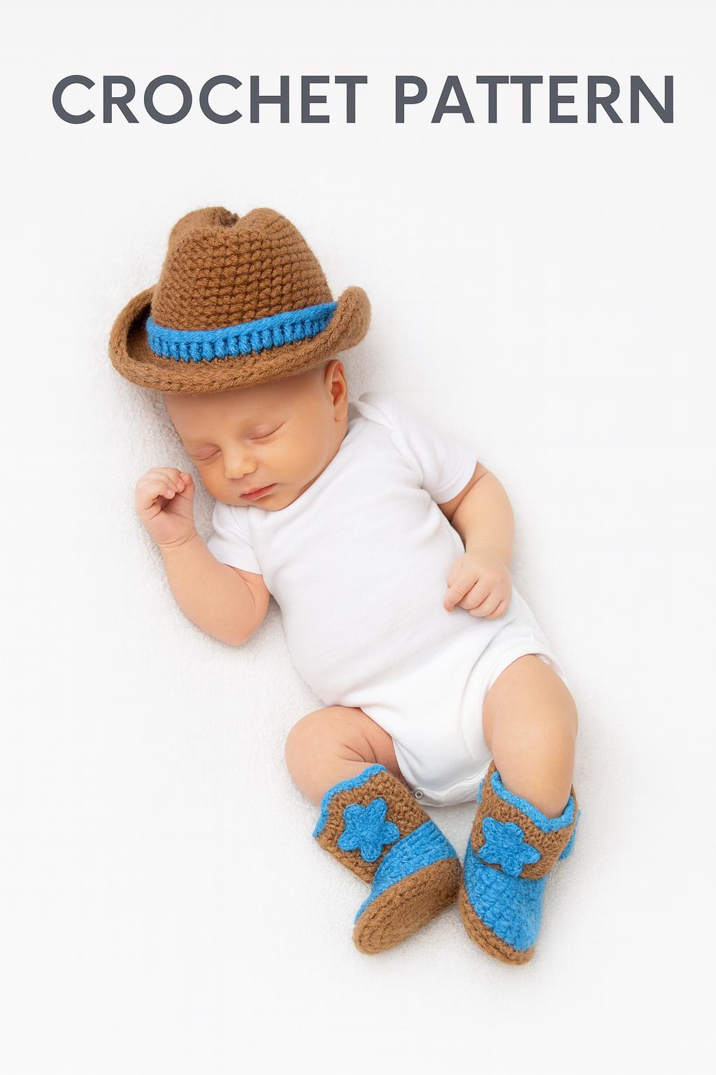 26 Cowboy Hat Crochet Patterns for Western-Inspired Hats, Miniatures, and Giftable Makes 7 Crochet Cowboy Hat and Booties