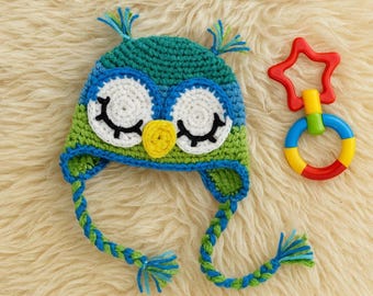 Crochet Owl Hat Pattern, Baby Photo Prop (PDF Pattern)