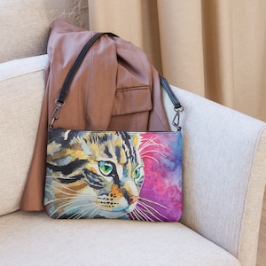 Crossbody bag printed with Original art &quot;Luna&quot; by Jessica Gammon