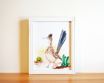 Impression d'oiseaux Roadrunner, verticale, 8 x 10