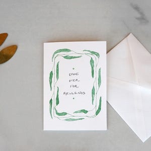 Chile "Come over for rellenos" mini card