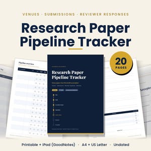 Research Paper Tracker | Academic Publication Planner | Journal Submission & Peer Review Log | PhD Planner | Printable + GoodNotes
