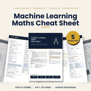 Machine Learning Math Cheat Sheet: Linear Algebra, Calculus, Optimisation (PDF)