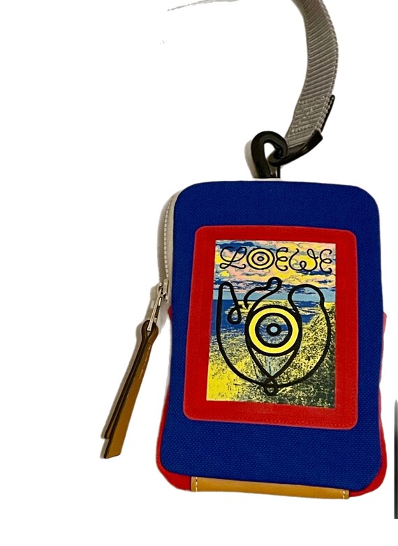 Loewe Eye Nature Zip Neck Pouch Canvas with Appliqué Gem