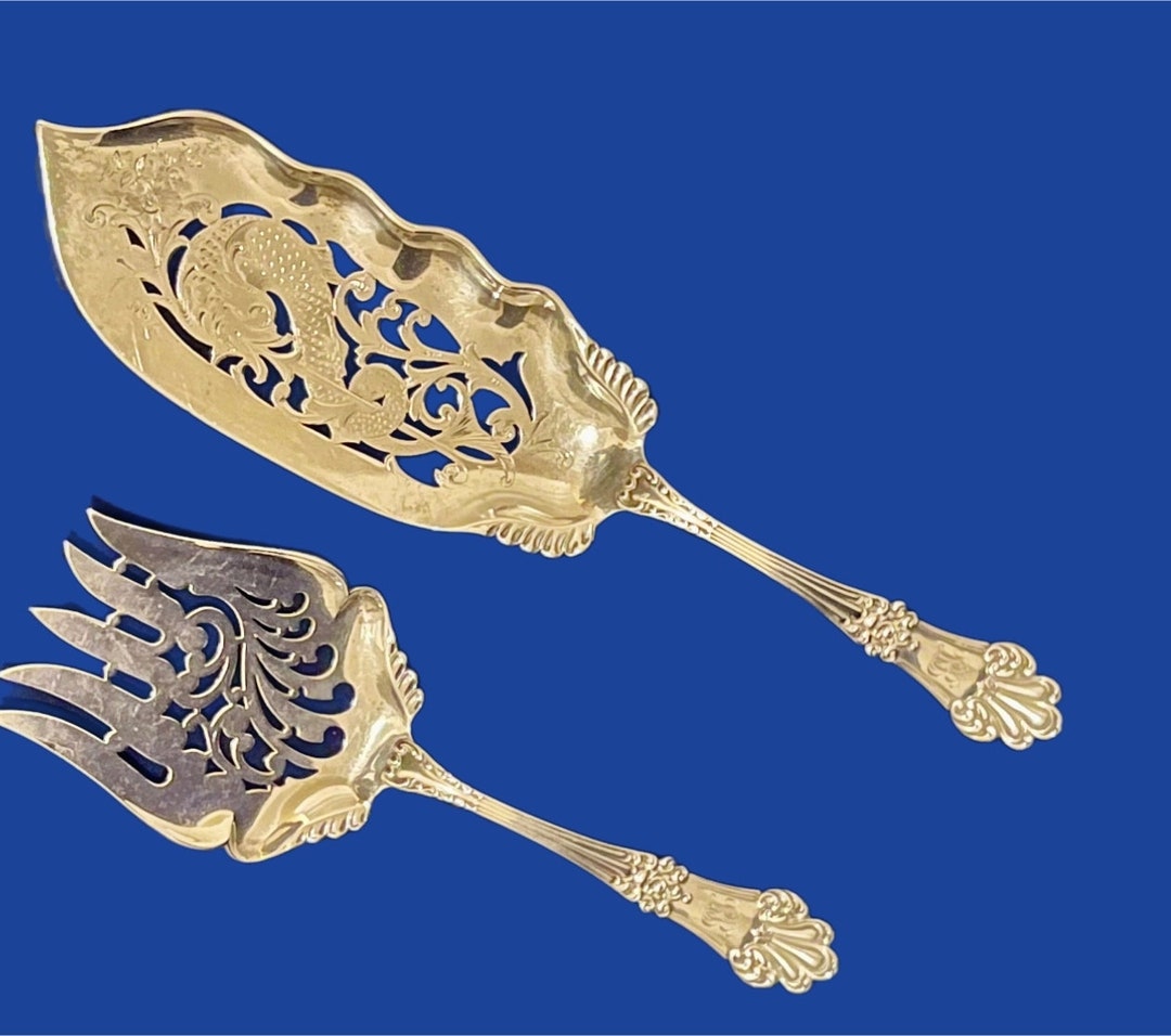 Pair Sterling Silver Fish Servers Mechanics Sterling Silver Co. C. 1903 Etsy