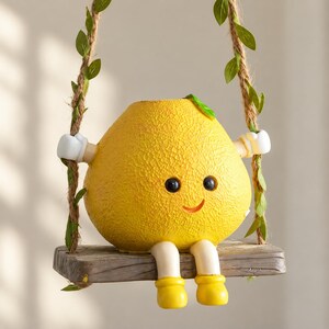 Pot de fleurs suspendu en résine en forme de citron, adorable décoration murale ou pour balcon ou jardin. Idée cadeau.