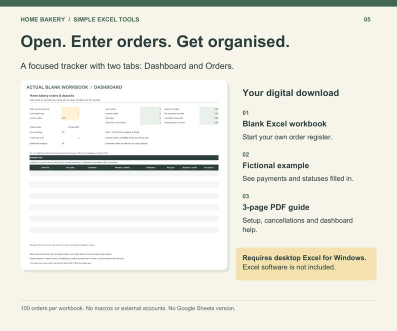 Home Bakery Order and Deposit Tracker | Excel Spreadsheet for Payments ...