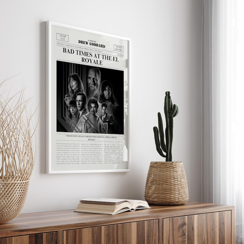 Bad Times at the El Royale Movie Poster, Jeff Bridges, Retro Newspaper ...