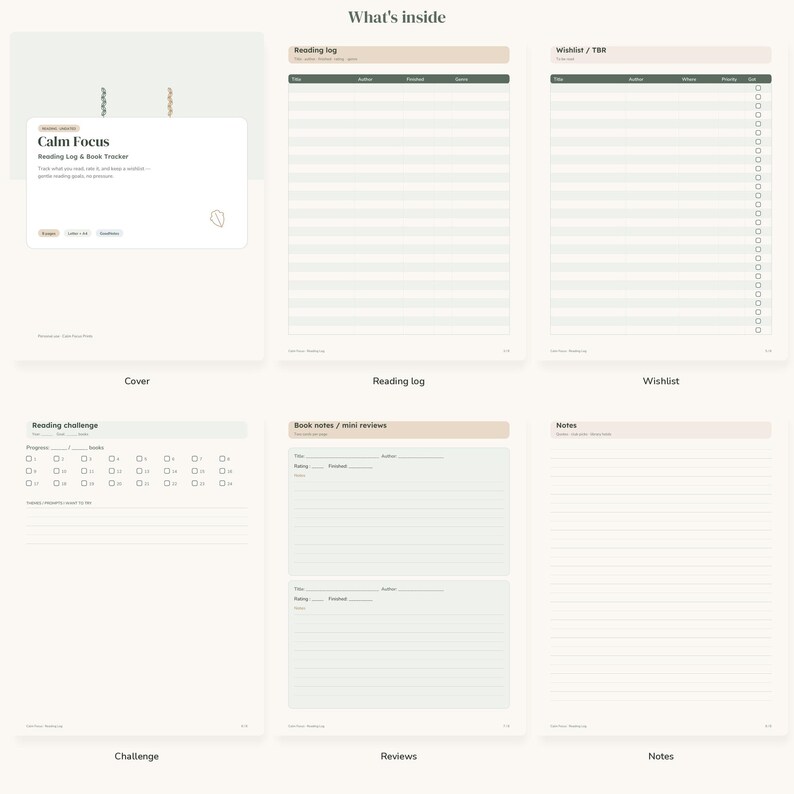 Reading Log Printable & Book Tracker | TBR Wishlist Reading Challenge ...