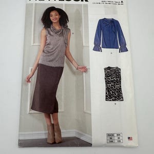 New Look N6685 Misses Sleeveless or Long-sleeved Tops, Women&#39;s Draped Top, Sizes  6 8 10 12 14 16 18, Uncut, New