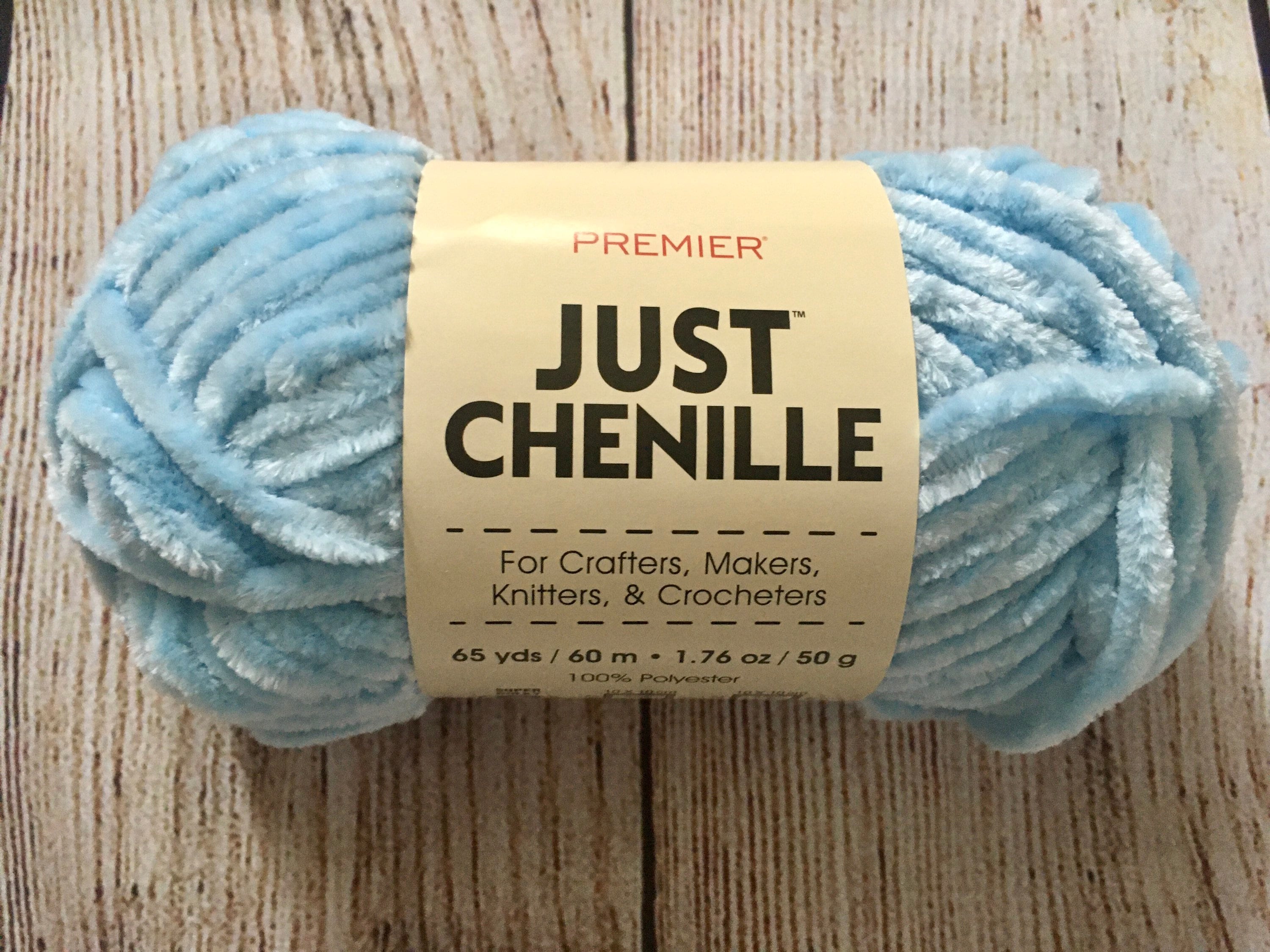 Mainstays Chunky Chenille Yarn 31.7 yd Aqua 100% Polyester Super Bulky Pack of 4